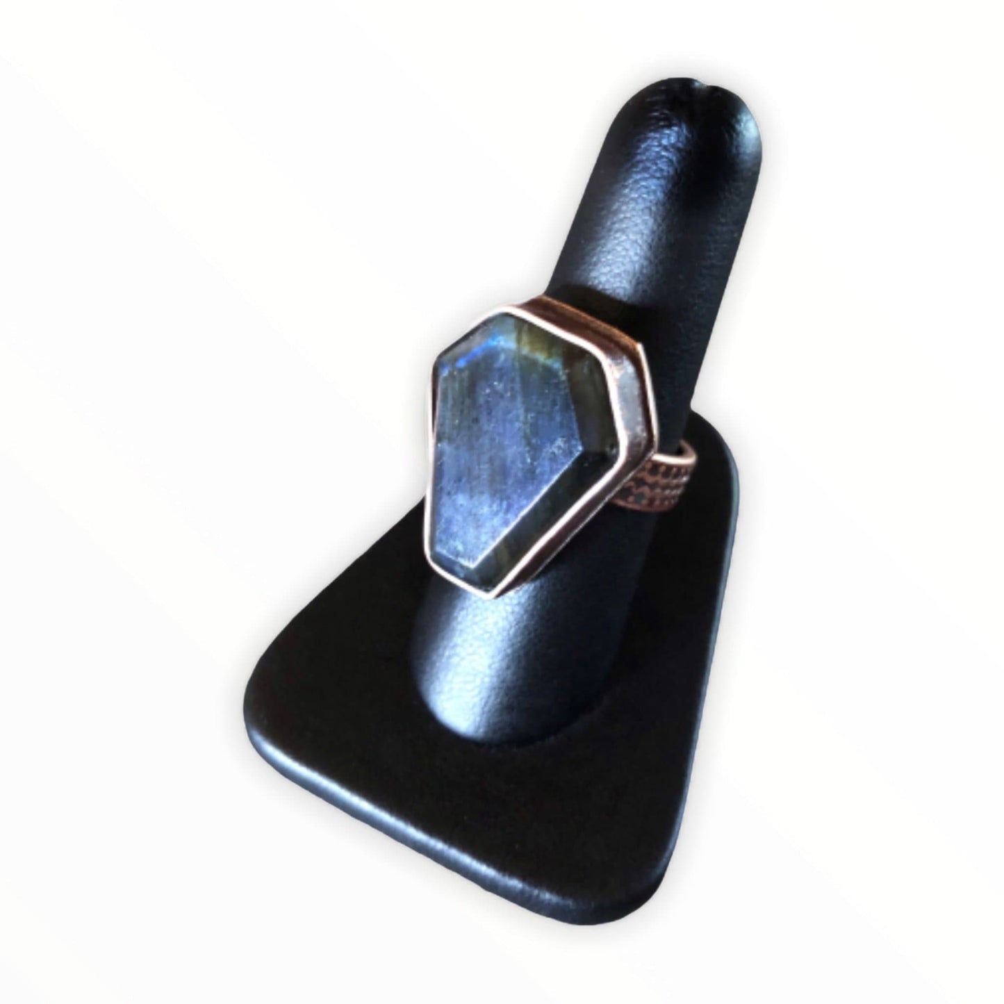Copper and Labradorite Coffin Ring Size 7
