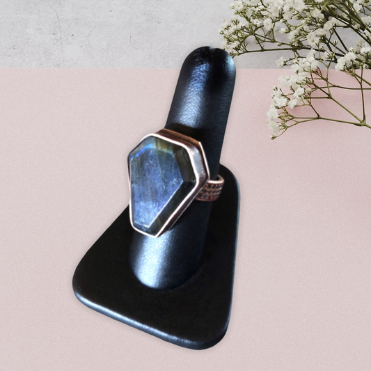 Copper and Labradorite Coffin Ring Size 7