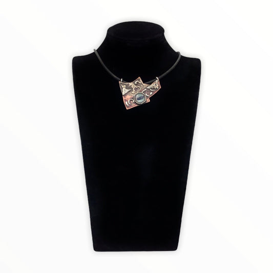 Mixed Metal Brutalist Goat Eye Necklace