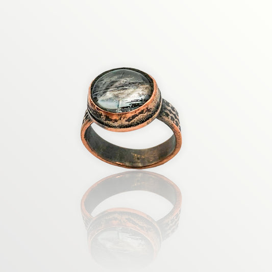 Copper Turkey Feather Ring Size 7