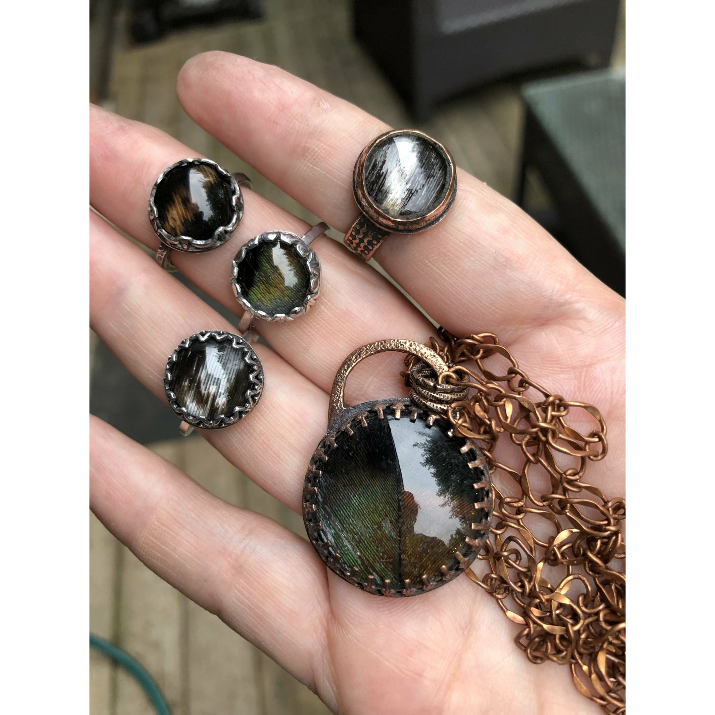 Copper Turkey Feather Necklace