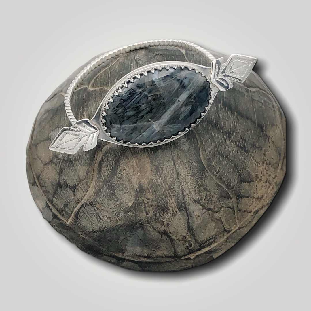 Silver and Stick Agate Hinge Bracelet