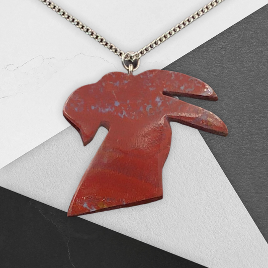 Red Grass Jasper Goat Pendant Necklace