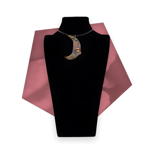 Flame Painted Moon Necklace