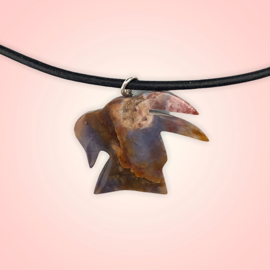 Purple Plume Jasper Goat Head Necklace