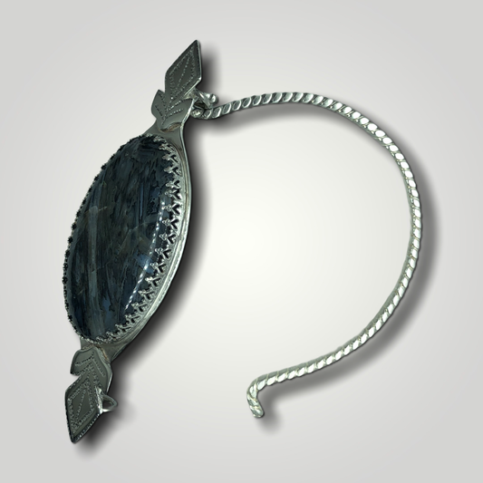 Silver and Stick Agate Hinge Bracelet