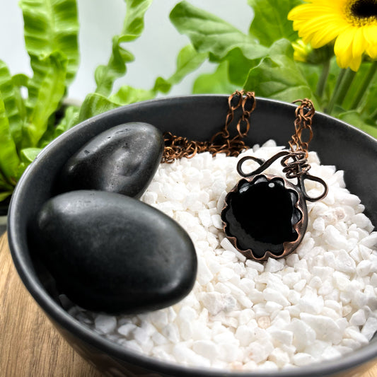 Copper and Meteorite Stone Stone Necklace