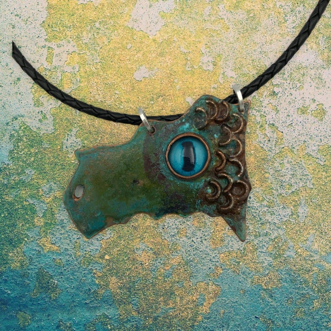 Abstract Copper Dinosaur Necklace