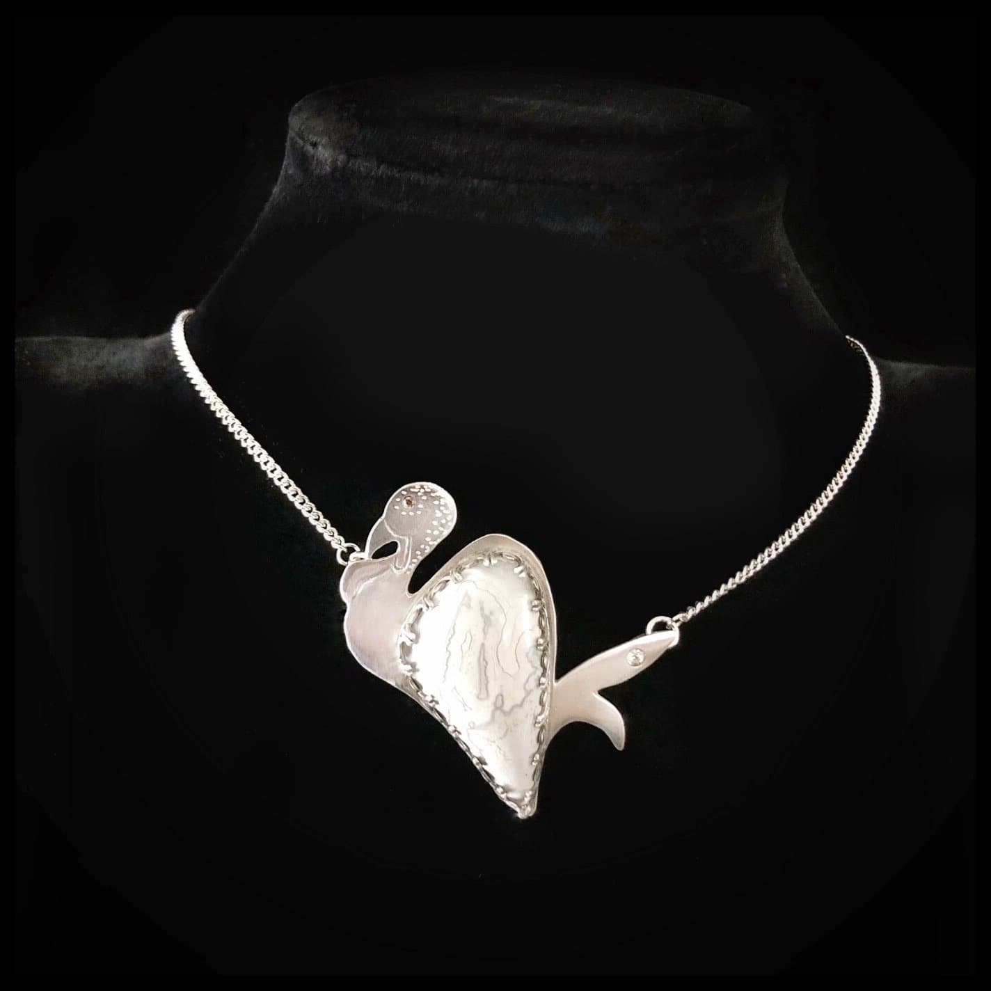 Silver Turkey with Lace Agate Necklace