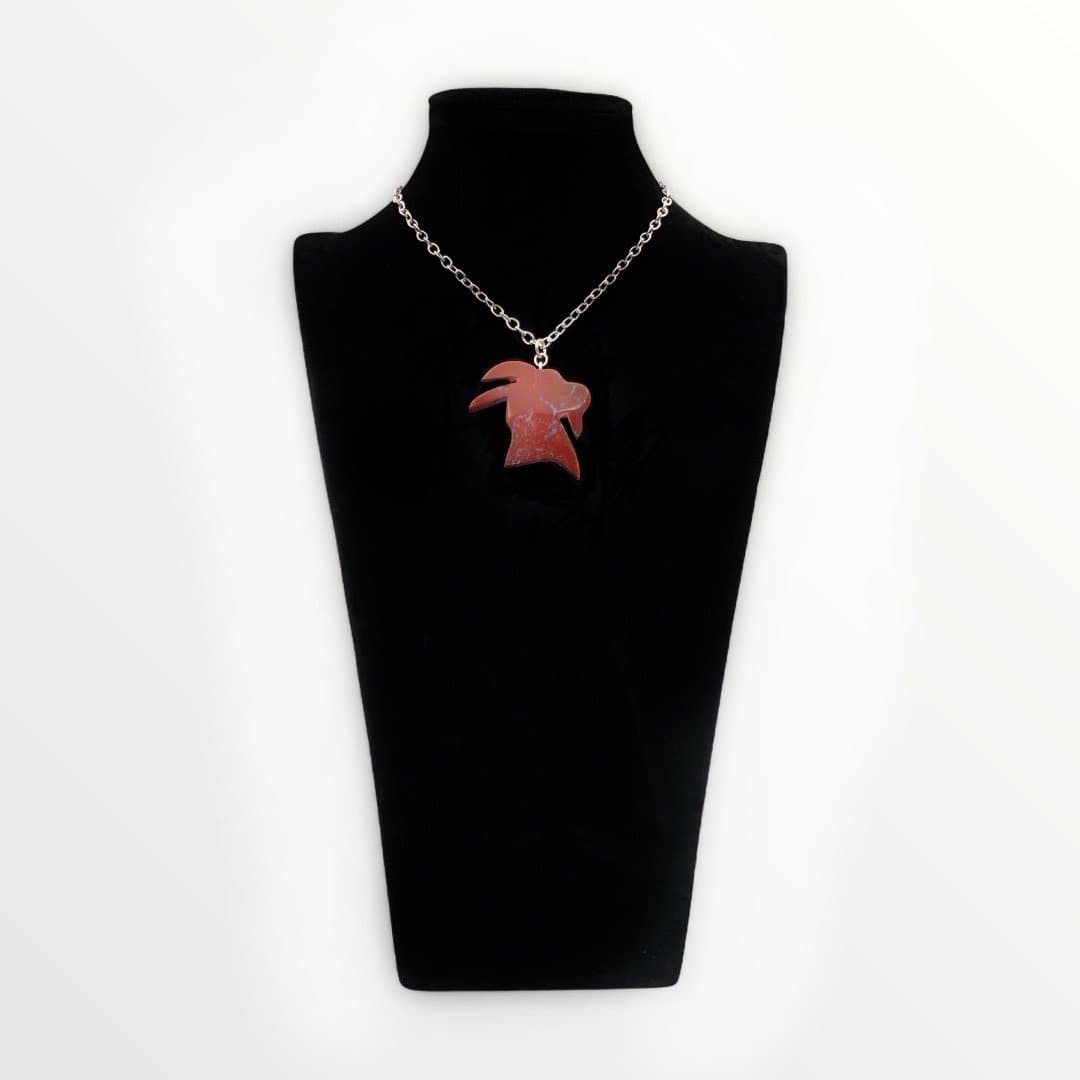 Red Grass Jasper Goat Pendant Necklace