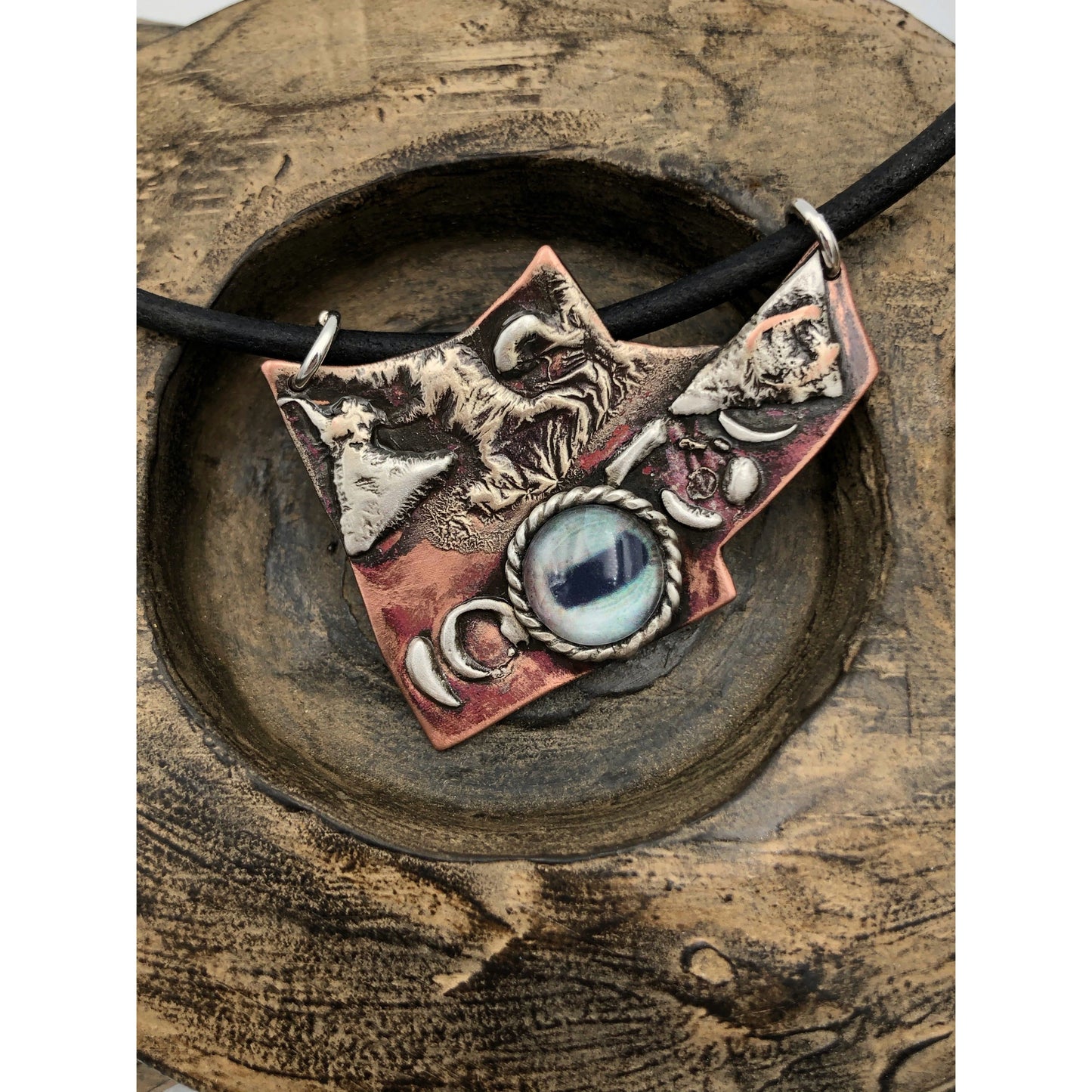 Mixed Metal Brutalist Goat Eye Necklace