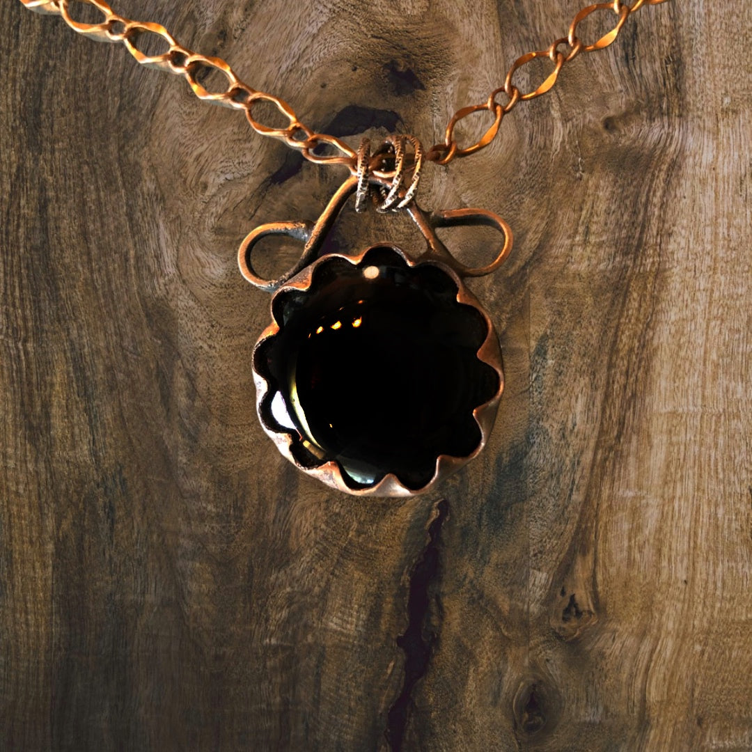 Copper and Meteorite Stone Stone Necklace