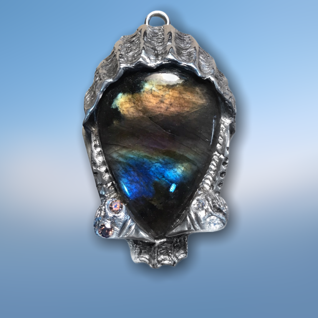 Silver Vultures Labradorite Necklace SALE PRICE $140