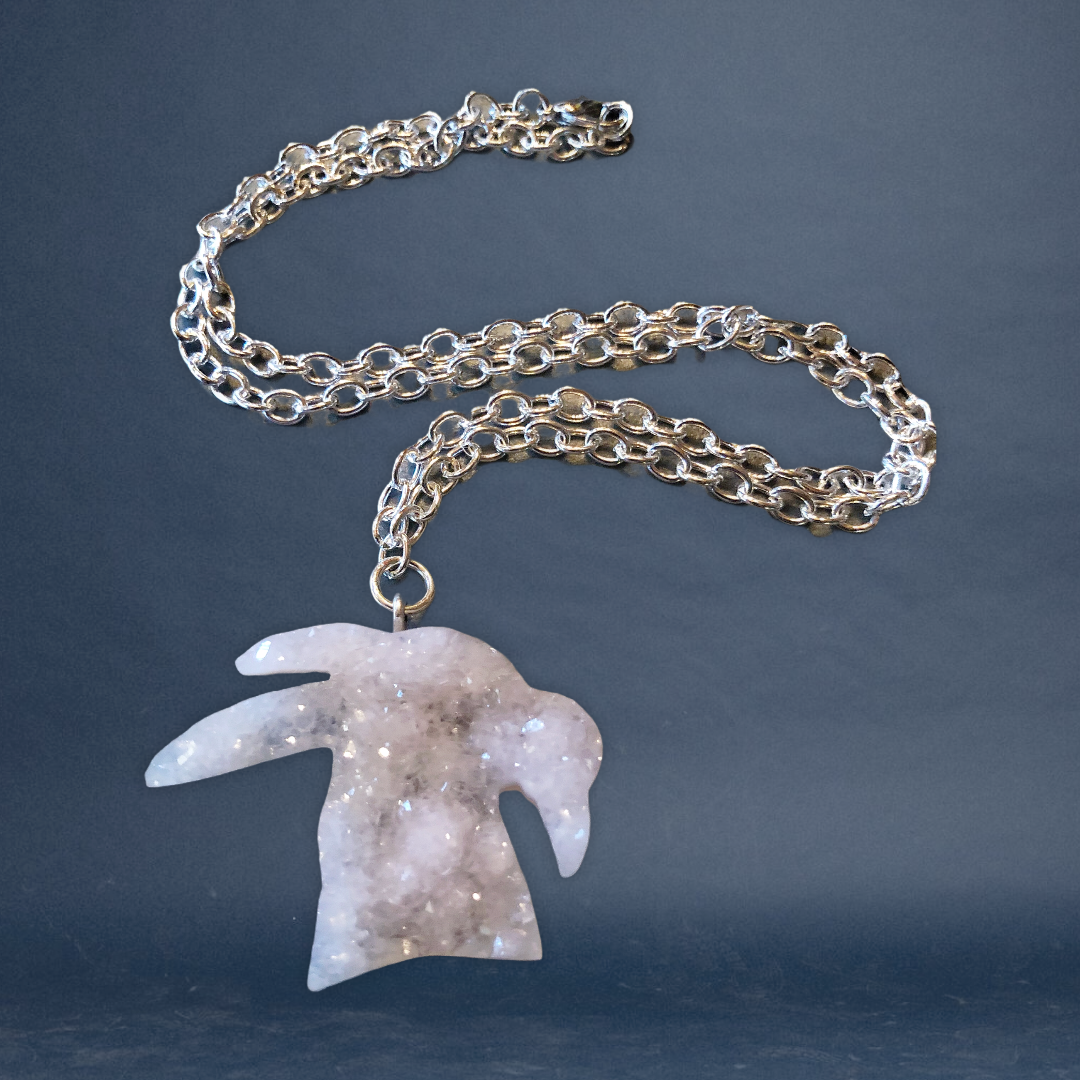 Crystal Druzy Goat Head Necklace