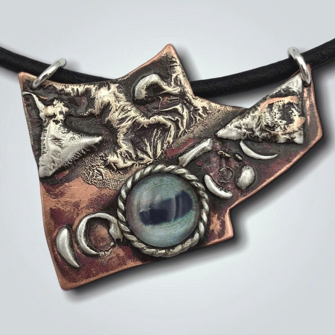 Mixed Metal Brutalist Goat Eye Necklace