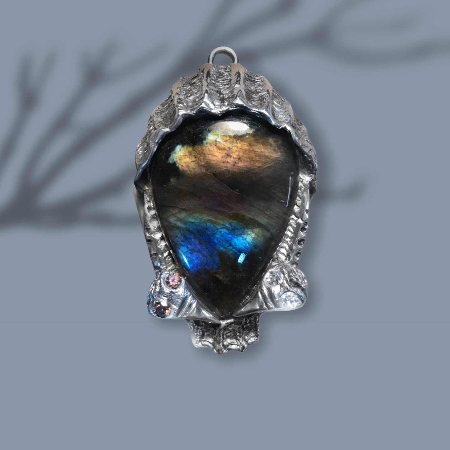 Silver Vultures Labradorite Necklace SALE PRICE $140