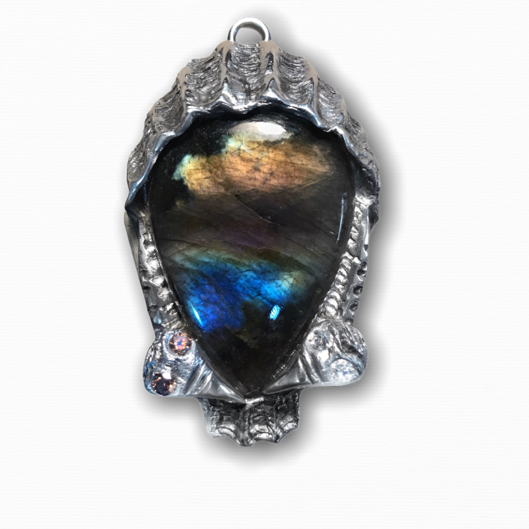 Silver Vultures Labradorite Necklace SALE PRICE $140