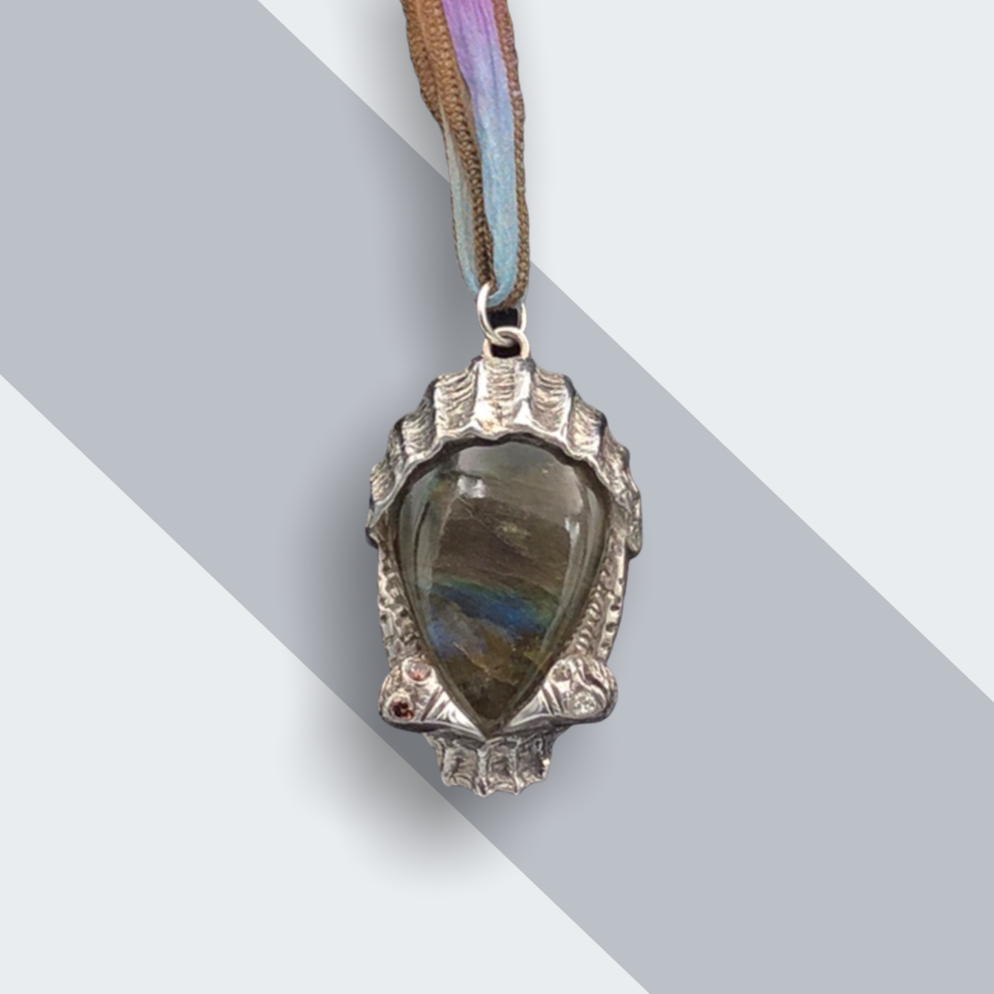 Silver Vultures Labradorite Necklace SALE PRICE $140