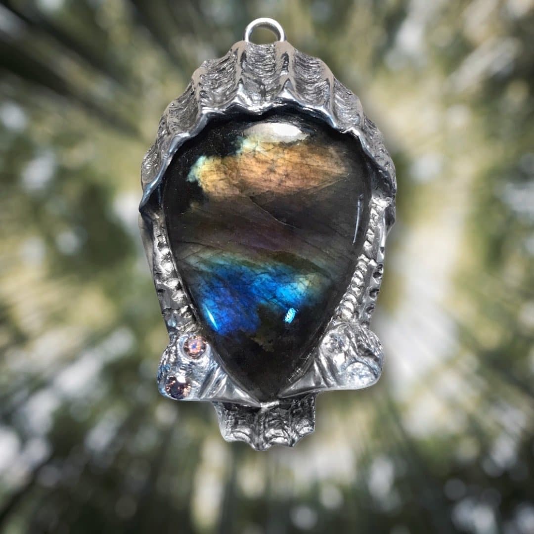 Silver Vultures Labradorite Necklace SALE PRICE $140