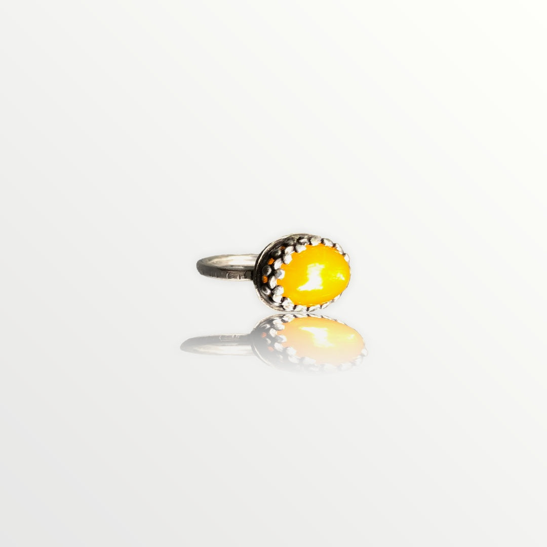 Yellow Chalcedony Oval Ring Size 6