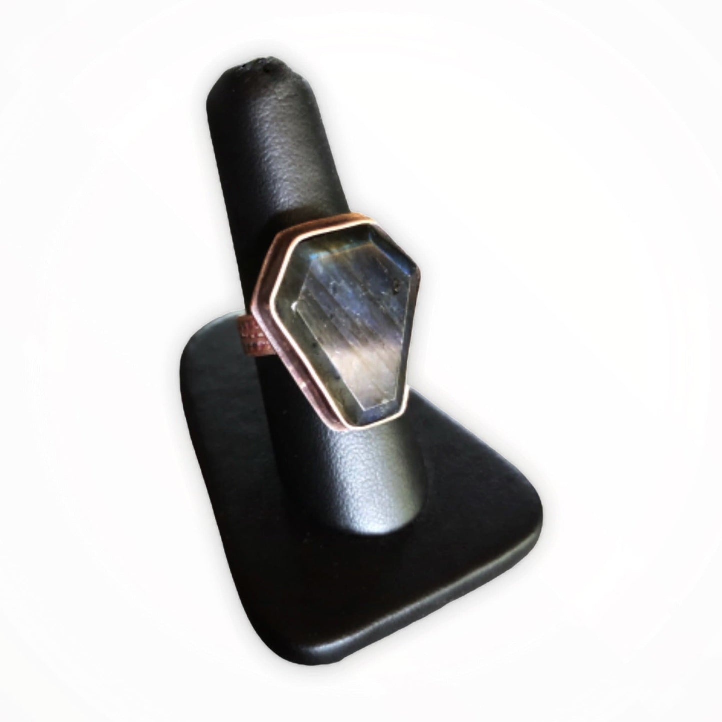 Copper and Labradorite Coffin Ring Size 7