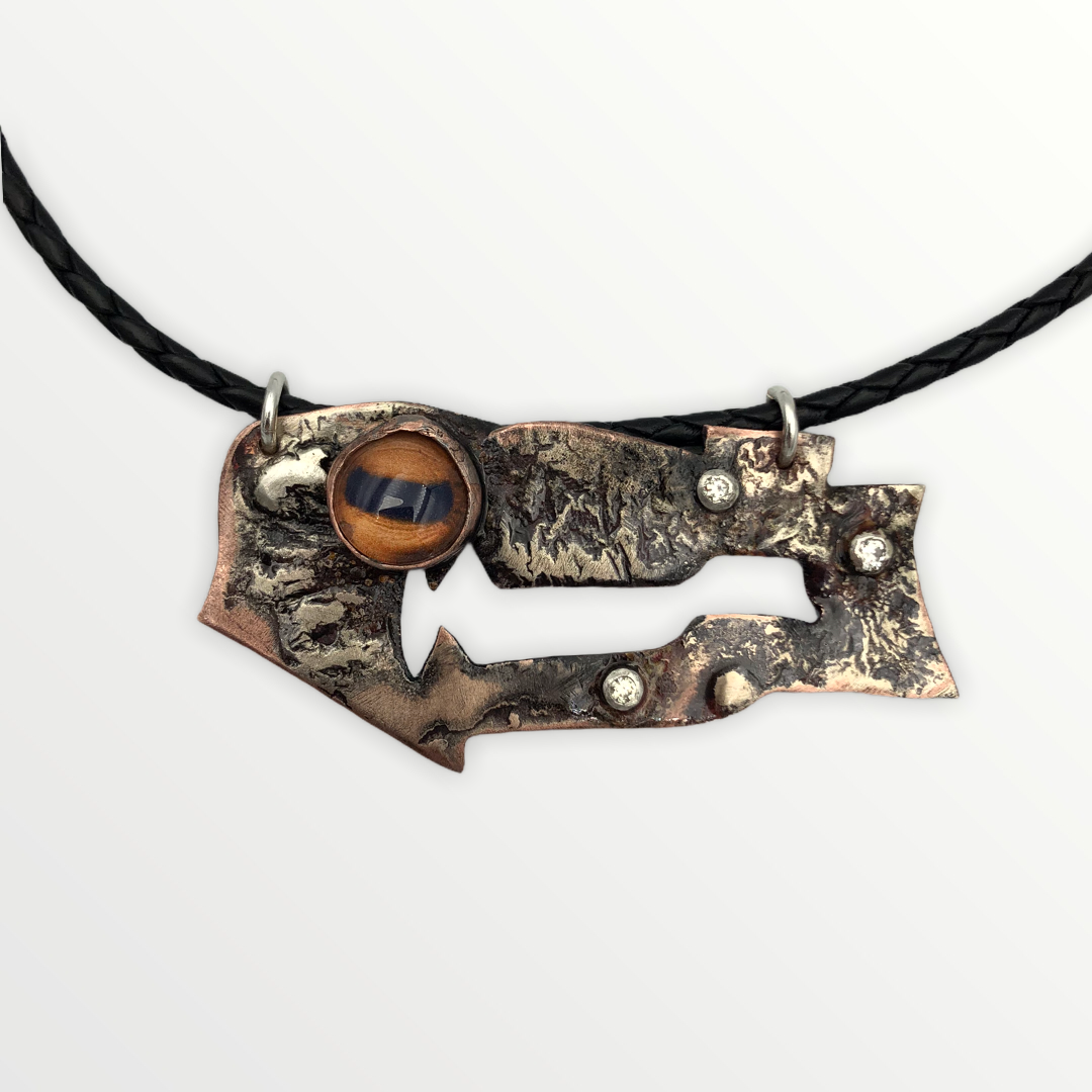 Mixed Metal Eye Abstract Necklace